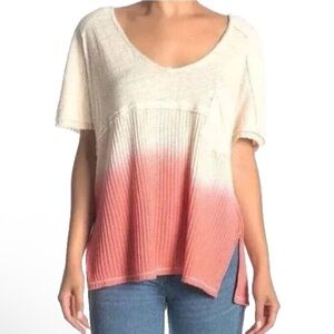 We The Free Cream and Pink Short Sleeve Tee